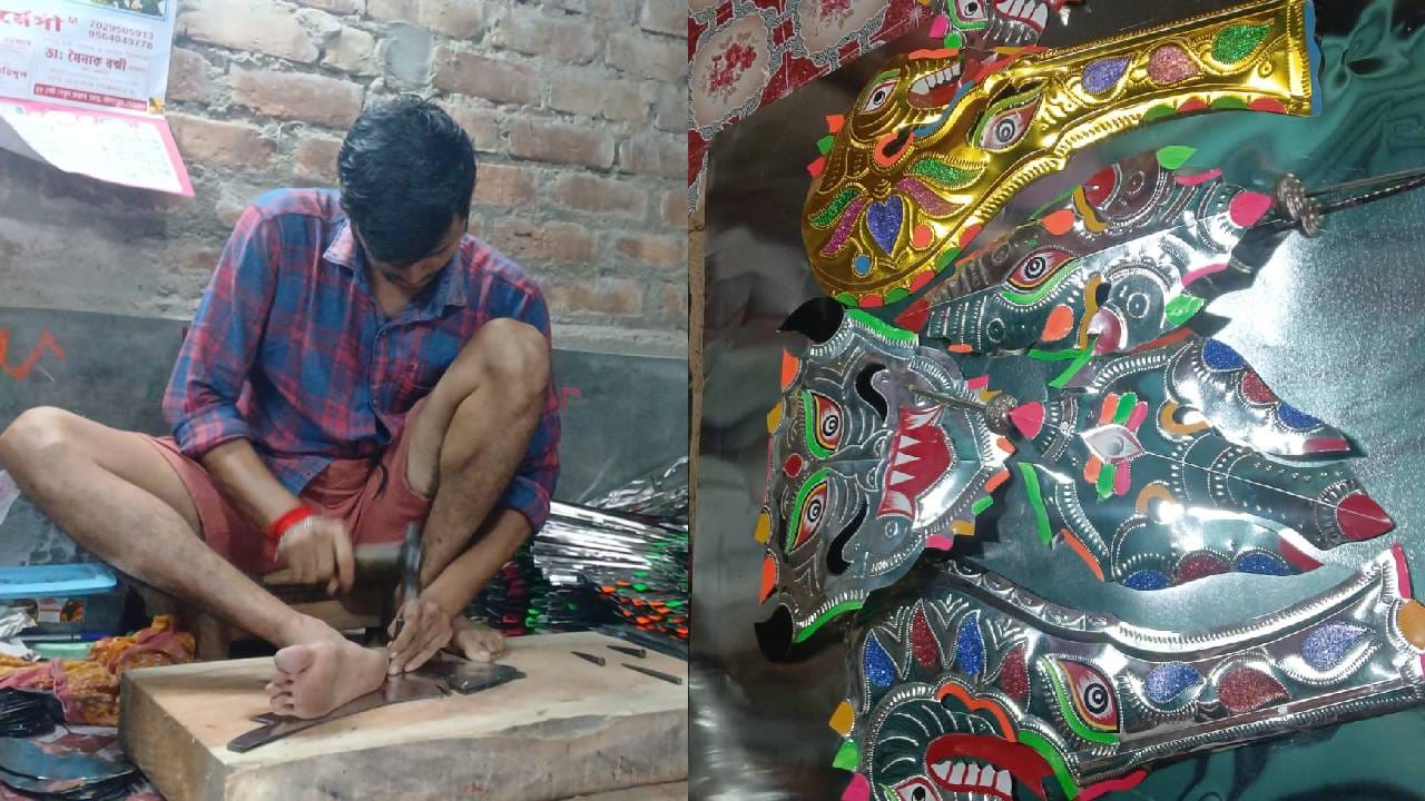 দুর্গার অস্ত্র তৈরিতেই বদলে যাচ্ছে কয়েকশ পরিবারের ভাগ্য! গঙ্গার ধারে হাওড়ার এই গ্রামের কাহিনি জানলে চমকে উঠবেন