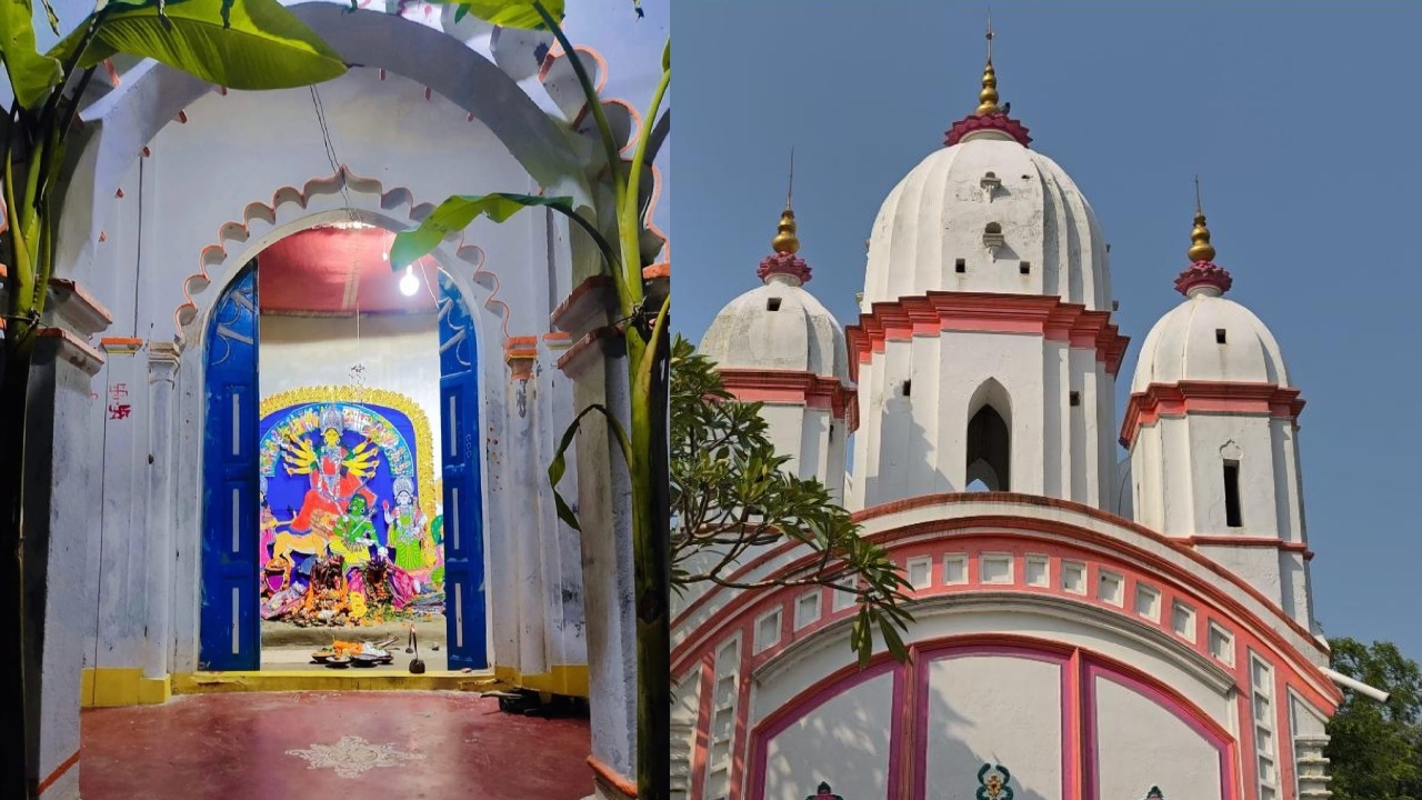 সূর্যের আলোয় জ্বলে হোমের আগুন! কেশিয়াড়ির দত্ত বাড়িতে আড়াইশো বছর ধরে পটেই আরাধ্যা দুর্গা